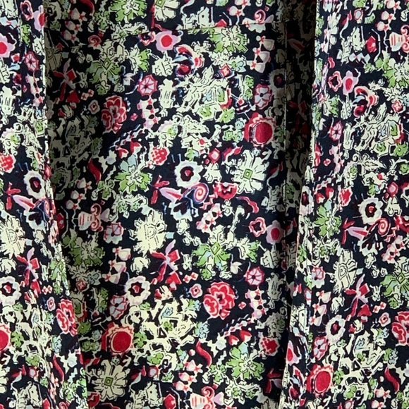 Floral Mock Jacket Long Sleeve Maxi Dress - Black Pink Green - size 0 - Picture 7 of 7